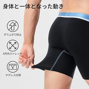 Separatec 7DAYS Men's Boxer Shorts, Open Front, Long, Separate Pouch, Non-stuffy, Soft, Cotton, Boxer Briefs, Set of 7, 311X