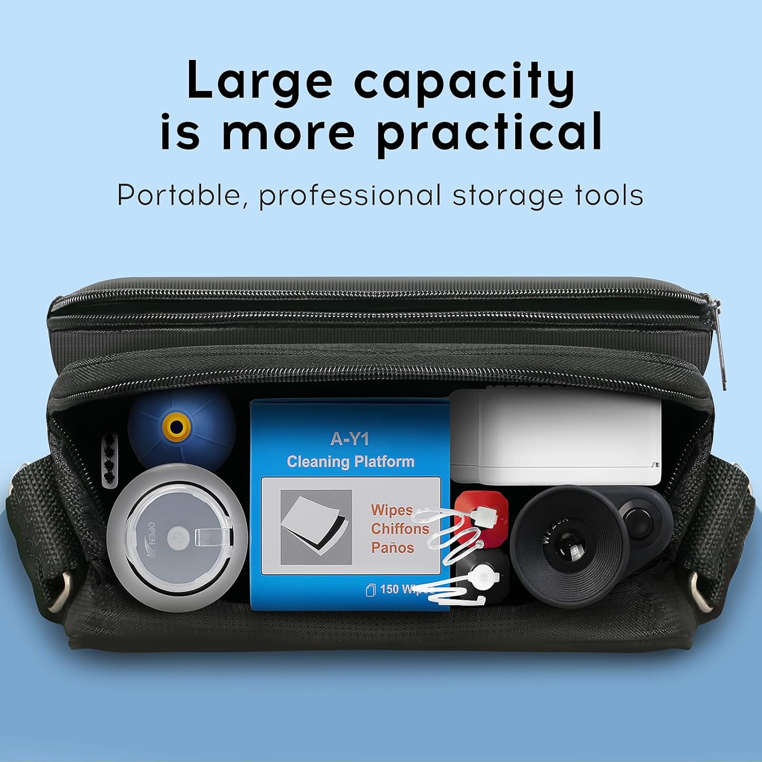 13 Piece kit Fiber Optic Cleaning Tool kit with 400x Optical Fiber Microscope Cleaner SC LC Cleaning Pen 2.5mm 1.25mm Interface Cleaning Box with Replace core Fiber Optic Cleaner kit