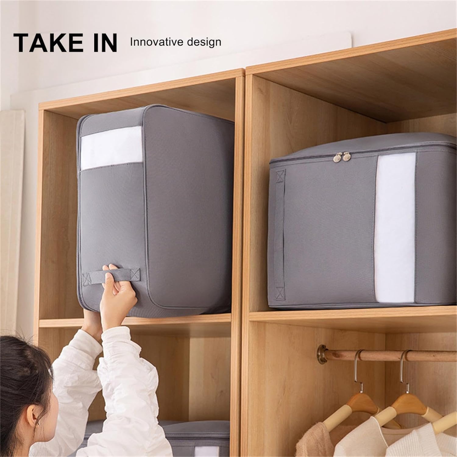 Generic Storage Bags for Clothes, Heavy Duty Moving Bags, Storage Tote for Space Saving, Organization and Storage Containers with Lids, Storage Bins for Bedding, Blanket, Comforter (4PCS)