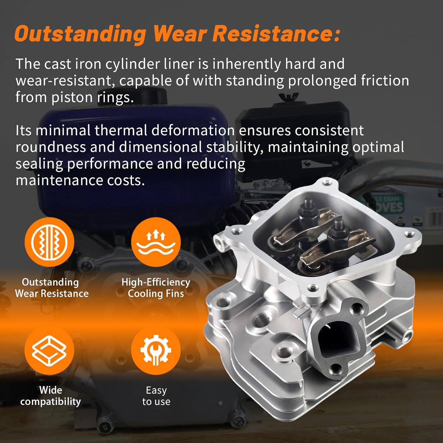 Cylinder Head fit for Honda GX160 GX200 GX220, for Coleman CT200 CT200U Lawn Mower Engine