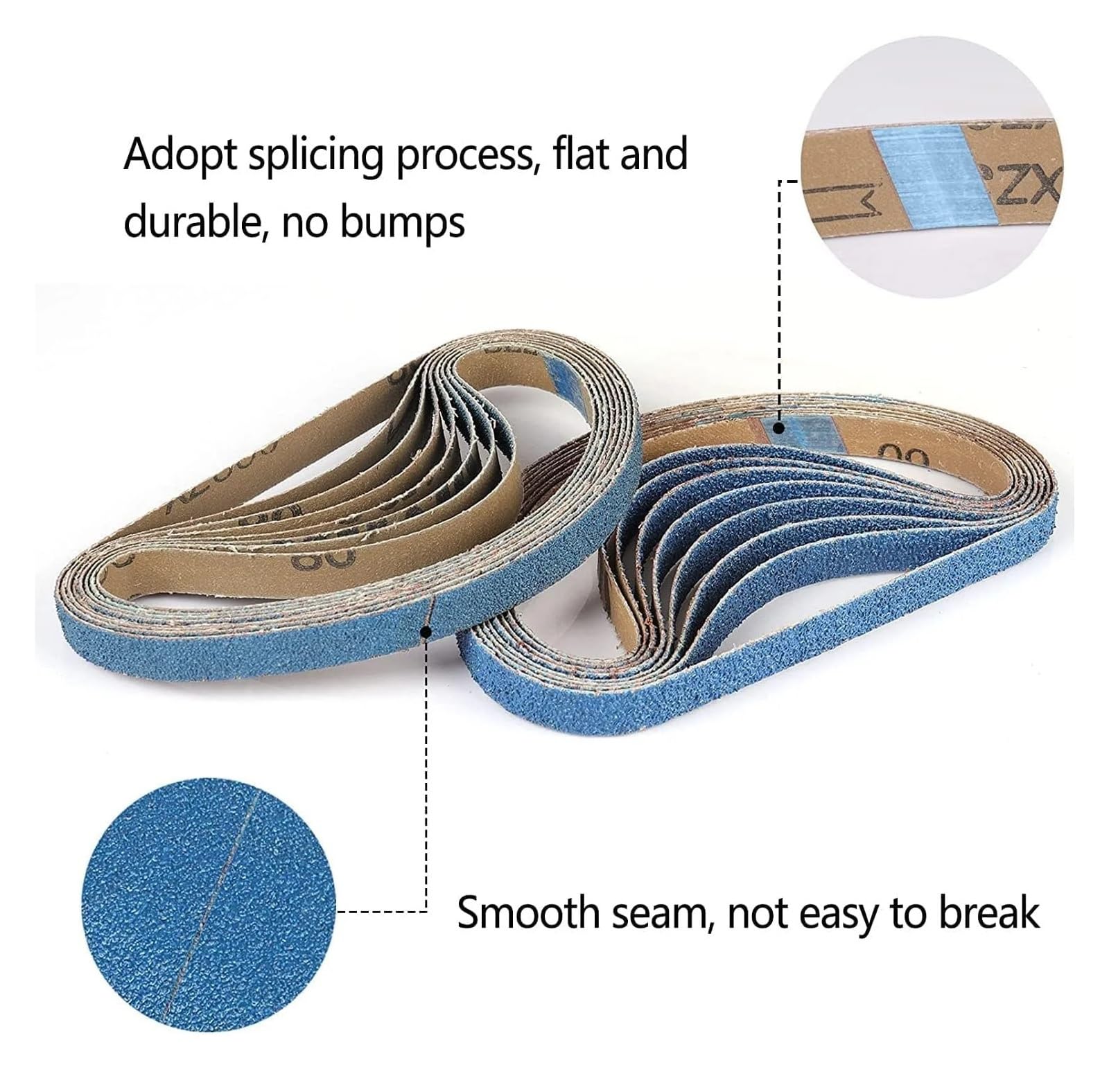 25 nastri abrasivi 10x330 mm grana 40/60/80/120 | Abrasivo allo zirconio blu for tutte le levigatrici pneumatiche da 10 mm(Girt120)