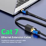 Cat7 Internet Extension Cable: Gold Plated RJ45 Male to Female (30ft) for Family Room Office
