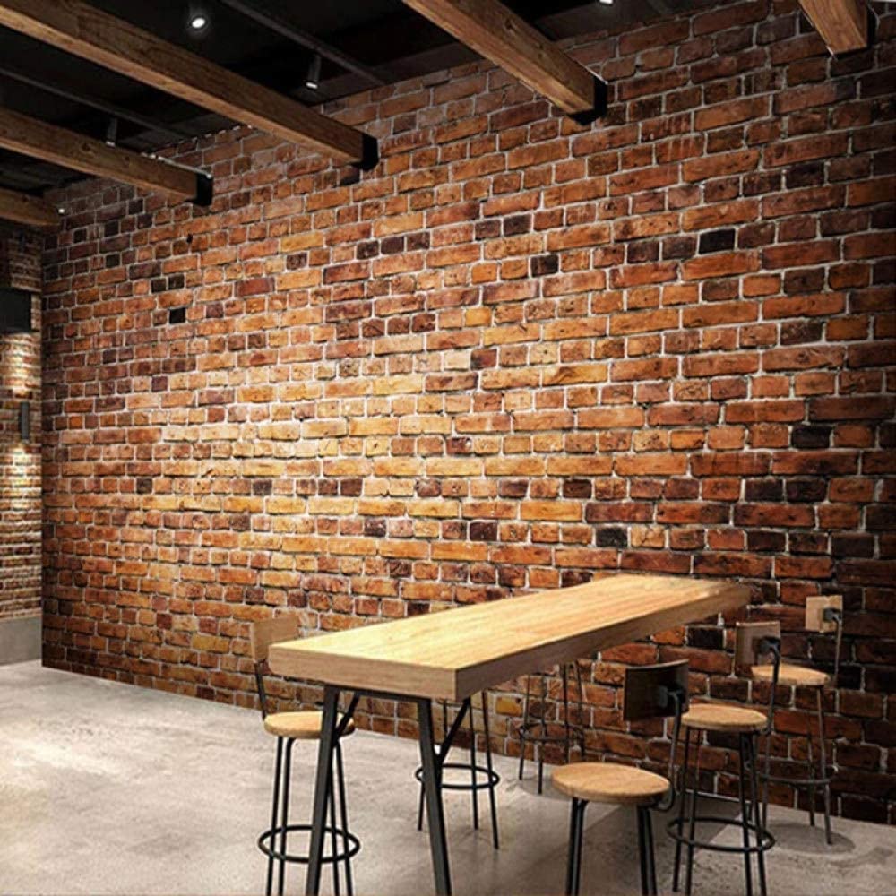 Murales De Pared De Pelar Y Pegar Baño Papel Pintado Removible Para El Dormitorio Pared De Ladrillo Rojo Retro 3D Render 3D Autoadhesivo Pegatinas De Pared Calcomanías Carteles 200(ancho)x150(alto)cm