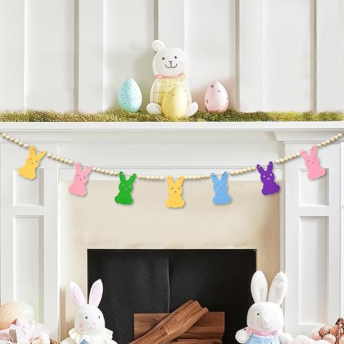 Miniatura 37 de Gistome Halloween Hanging Decorations Indoor - Felt Bat Wooden Beads Garland