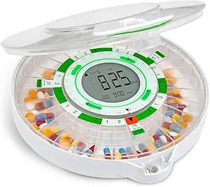 Live Fine 28-Day Automatic Pill Dispenser with Upgraded LCD Display, Key Lock, Sound & Light