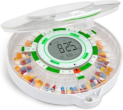  موزع حبوب منع الحمل التلقائي لمدة 28 يومًا مع شاشة LCD مطورة ، قفل مفتاح ، صوت & ضوء للوصفات الطبية والأدوية والفيتامينات والمكملات والمزيد 