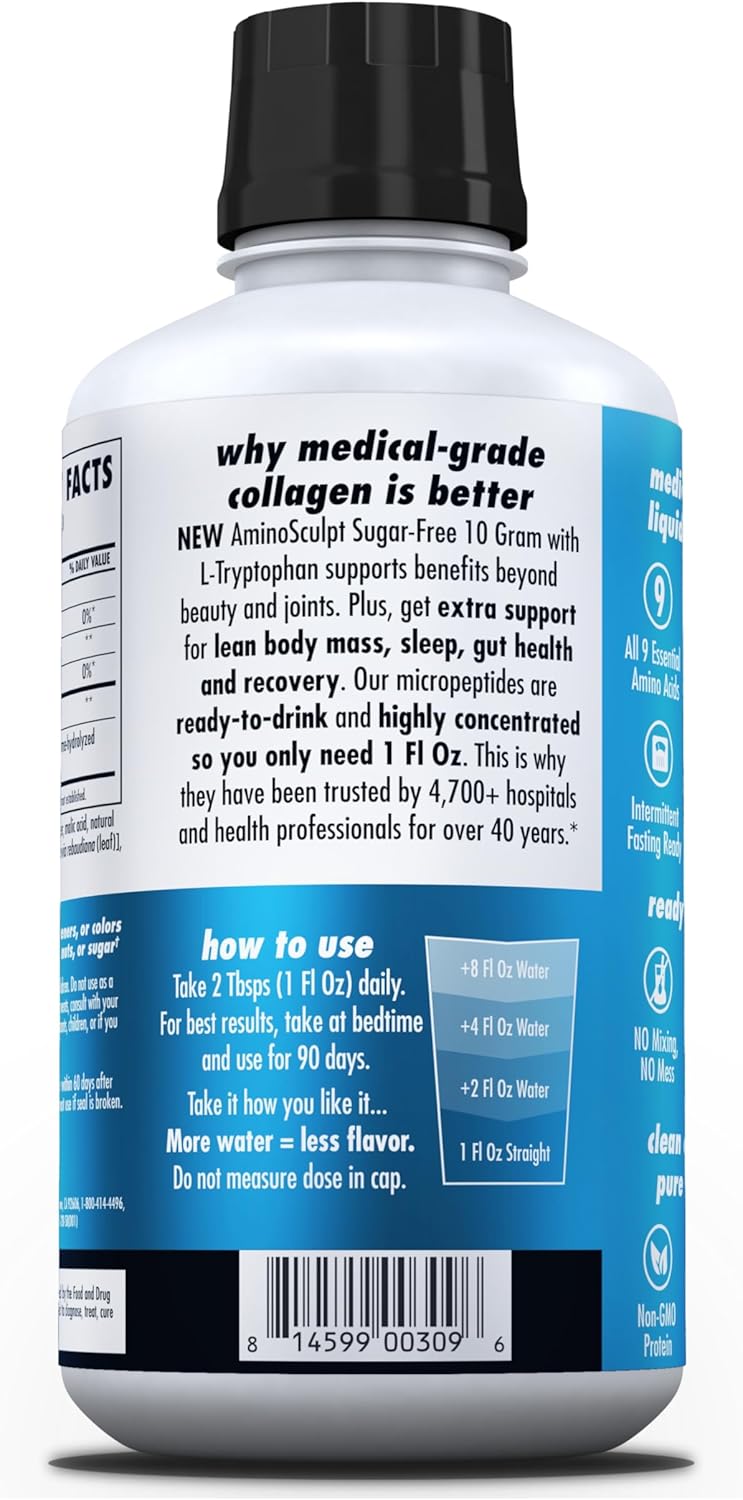 HEALTH DIRECT – AminoSculpt Liquid Collagen Micropeptides – 28 FL Oz – 28 Servings – 10 Grams of Premium Medical-Grade Liquid Collagen for Women – Strawberry Banana
