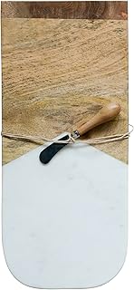 Creative Co-Op Marble & Mango Wood Cutting Board with Canape Knife