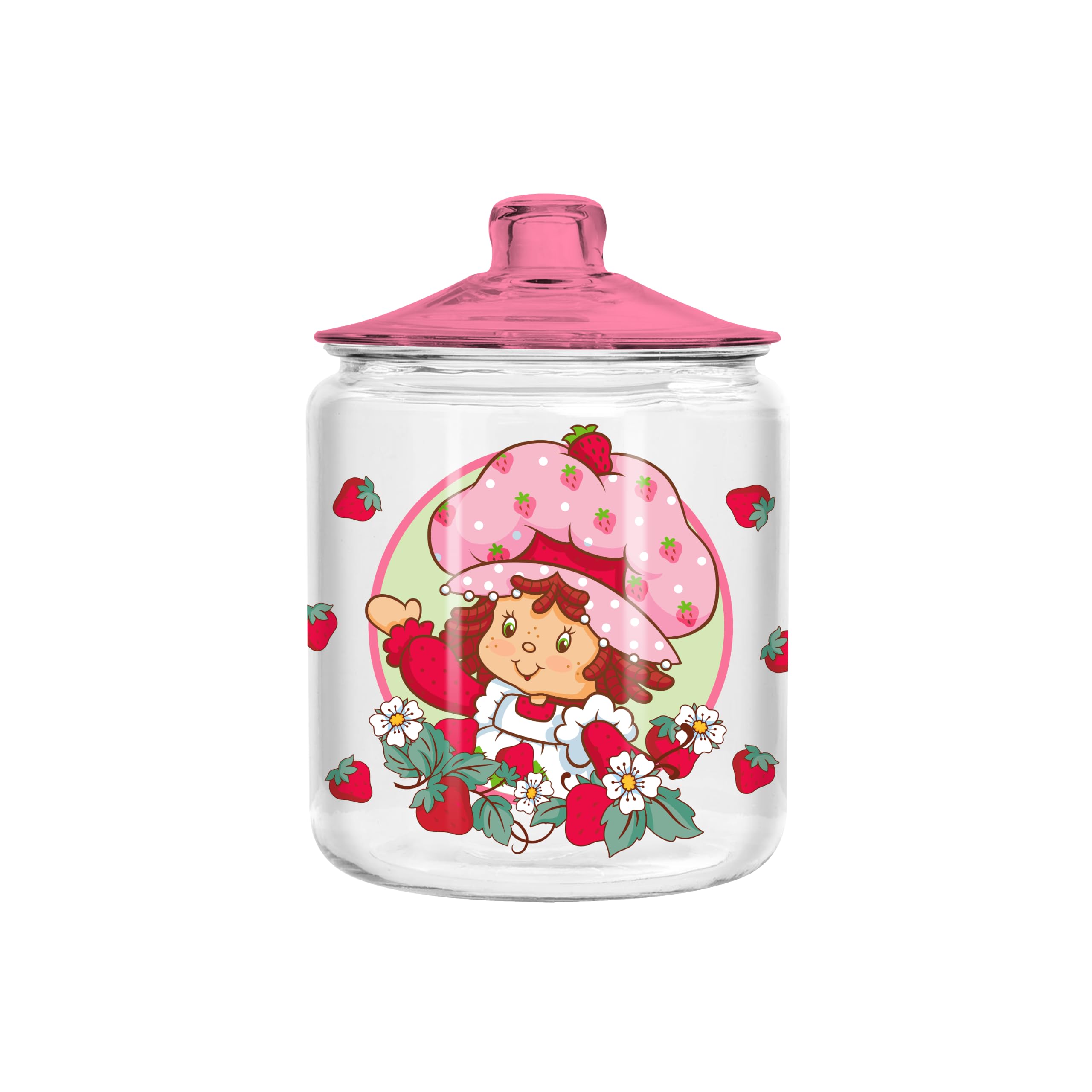 Silver Buffalo Strawberry Shortcake Vintage Glass Jar with Lid