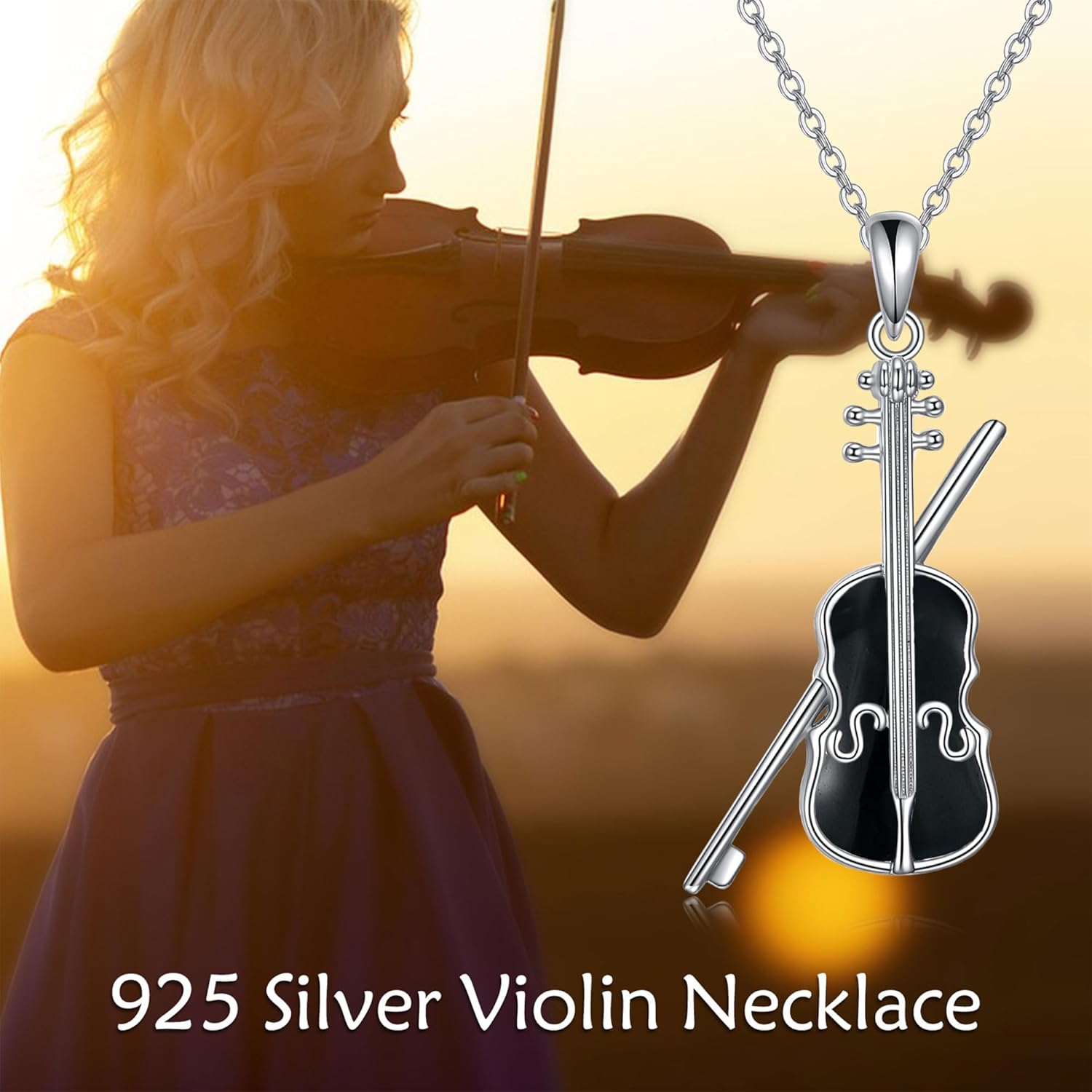 YAFEINI Violinist Cellist Gifts for Her 925 Sterling Silver Cello Violin Pendant Necklace Music Jewelry for Women Birthday Christmas Gifts - Image 5
