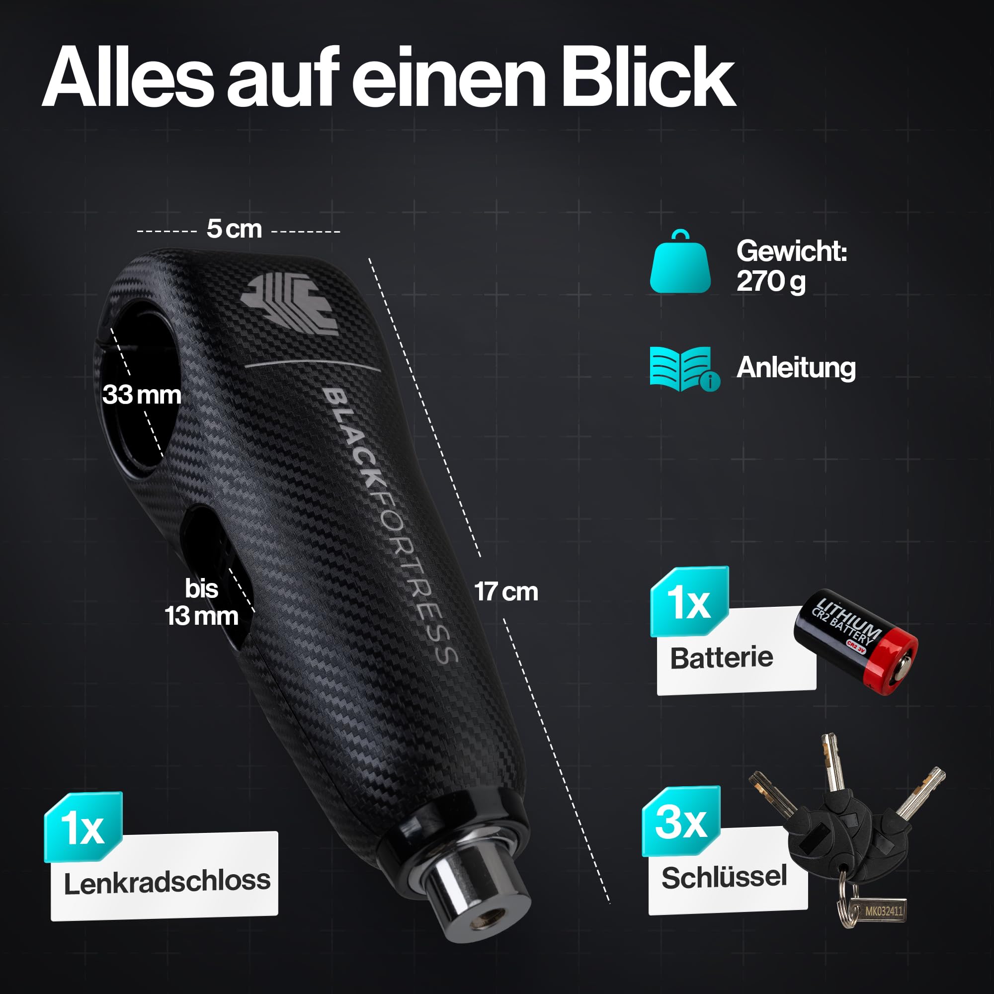 Serratura e serratura per scooter e bicicletta con funzione di allarme da 120 dB, antifurto, impermeabile, accessorio per scooter elettronico, Smart Lock E Roller Lock Accessories Gadget