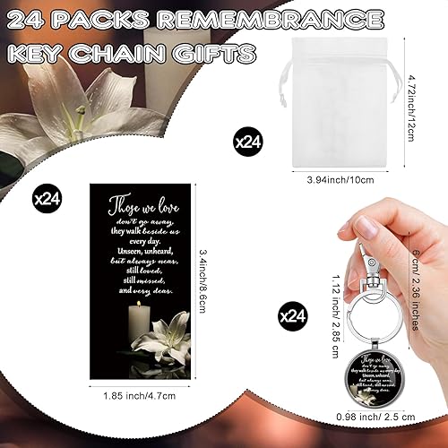 Miniatura 2 de Junkin Recuerdos funerarios para invitados, incluyendo llavero de recuerdo, tarjetas de oración, bolsas de organza para la pérdida de un ser