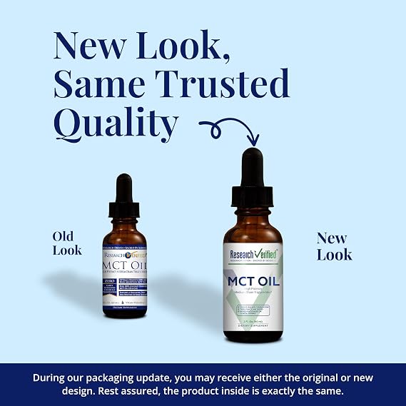 Research Verified 100% MCT Oil - 2 Fl. Oz. - 3 Bottles - Vegan Friendly