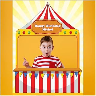 Carnival Party Supplies Photo Props Happy Birthday Circus Photo Booth Prop - sizes 36x24, 48x36 Personalized Party Decorations, Handmade Party Supplies, Photo Booth, Selfie Frame, party favors