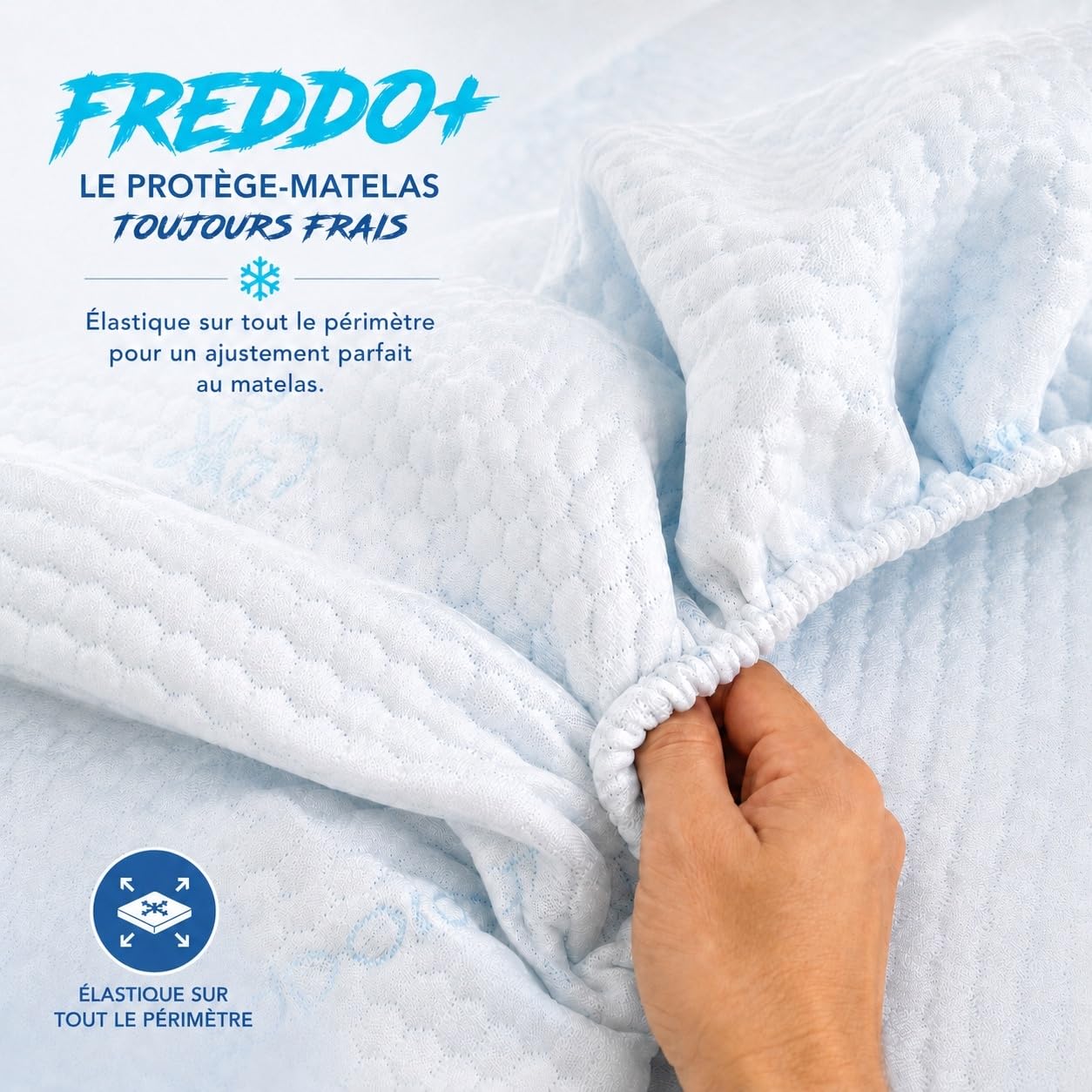 Tex family Surmatelas rafraîchissant Froid + Ice-Touch, pour l'été, thermorégulateur, Respirant, Anti-humidité, Doux, élastique, 2 Places - 175x200 cm H25