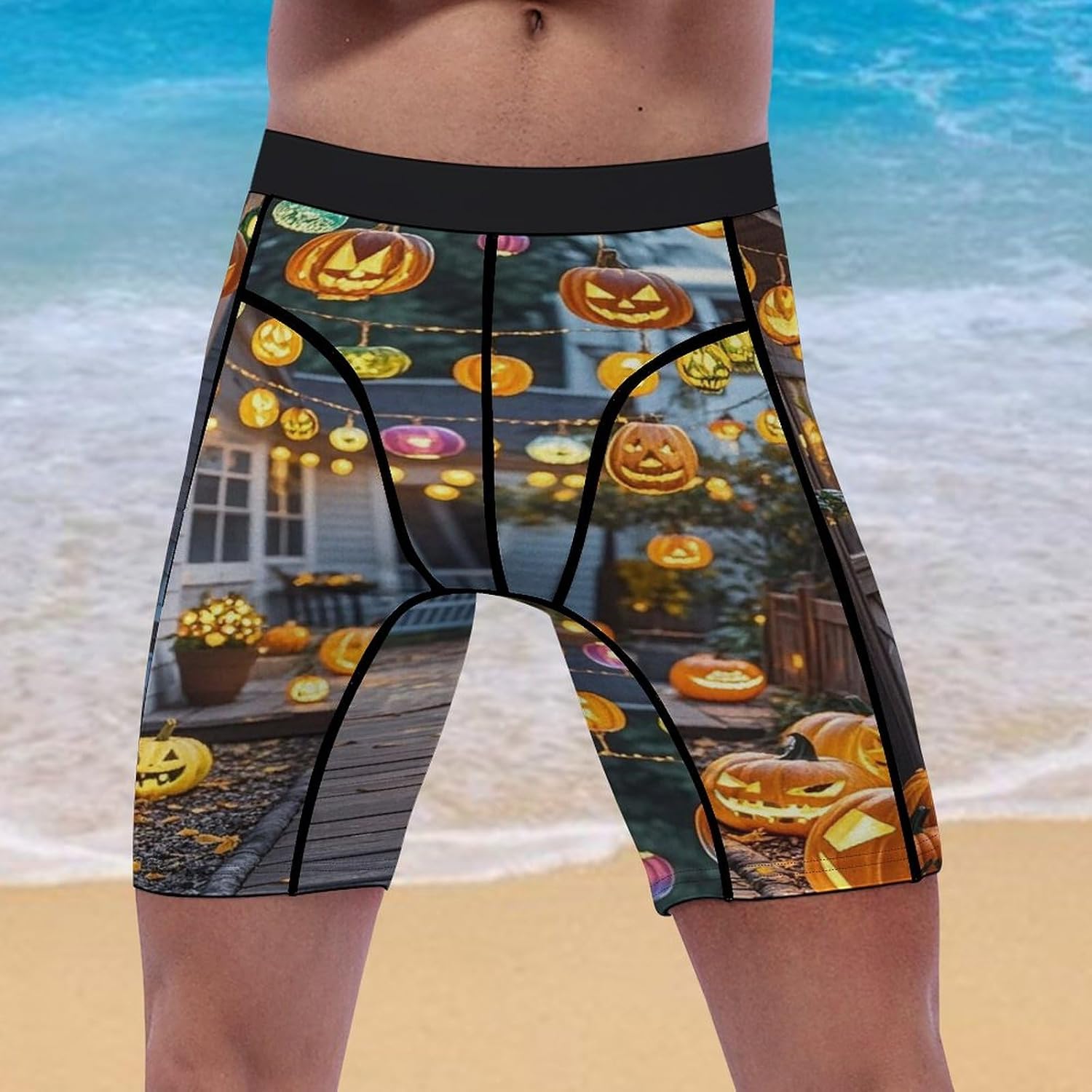 Pumpkin Skewers Compression Shorts Men Spandex Sport Shorts Workout Performance Baselayer Underwear