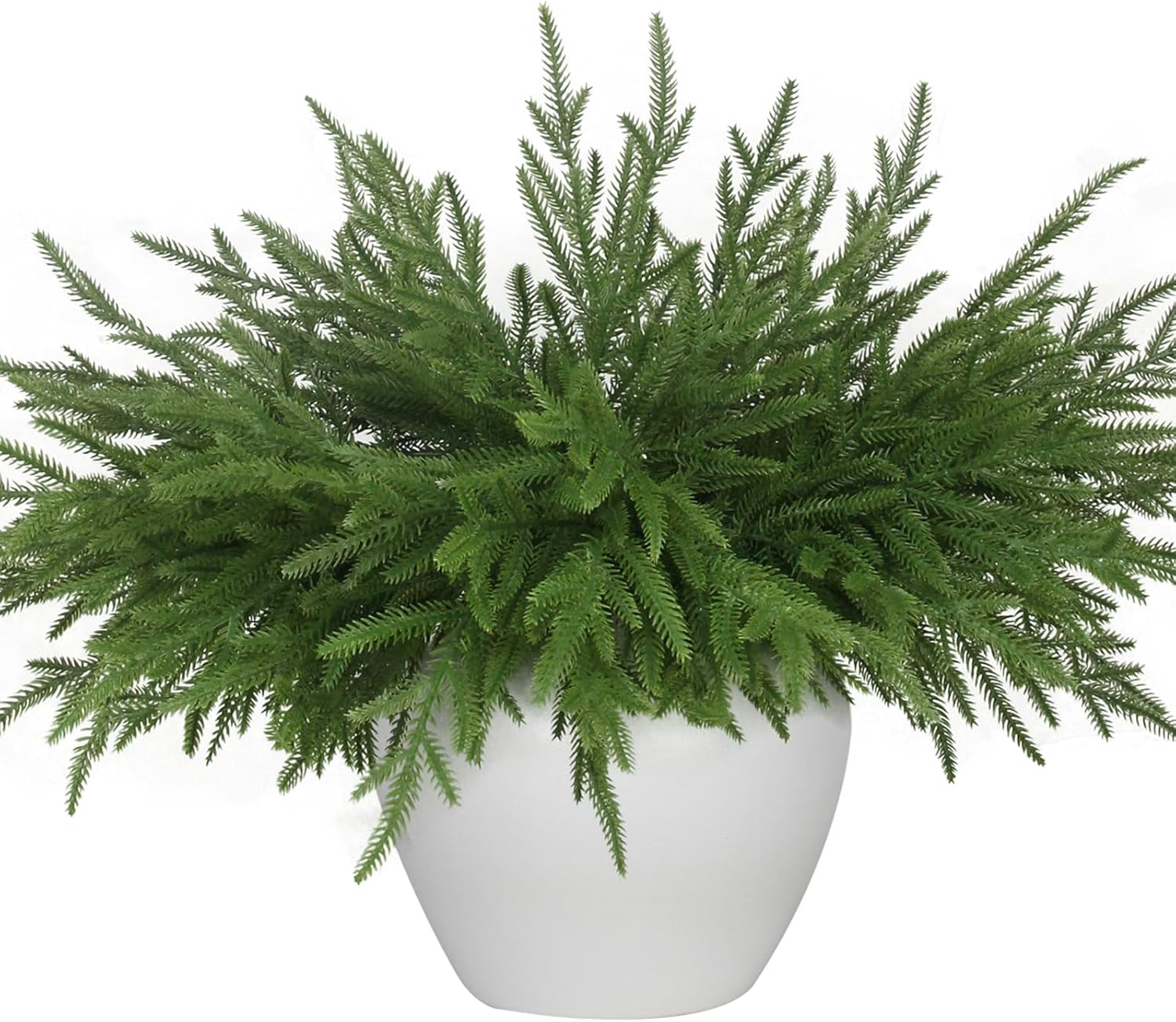 6 Pcs Artificial Norfolk Pine Branches - 18 Inch Faux Christmas Greenery Evergreen Stems Green Plants Fake Cedar Pine Picks for Vase DIY Crafts Accessories Xmas Indoor Outdoor Home Decor 18IN