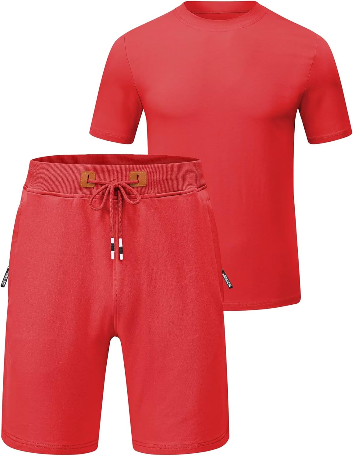 QPNGRP Men’s Outfits Zipper Pocket Shorts and T-Shirt 2 Piece Set Sweatsuit