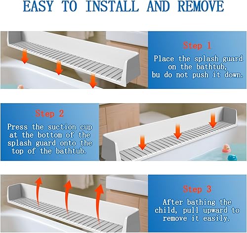 Miniatura 7 de Protector contra salpicaduras para bañera y baño con 11 ventosas fuertes, bandeja de baño de silicona para bañera, accesorios de baño adecuados para