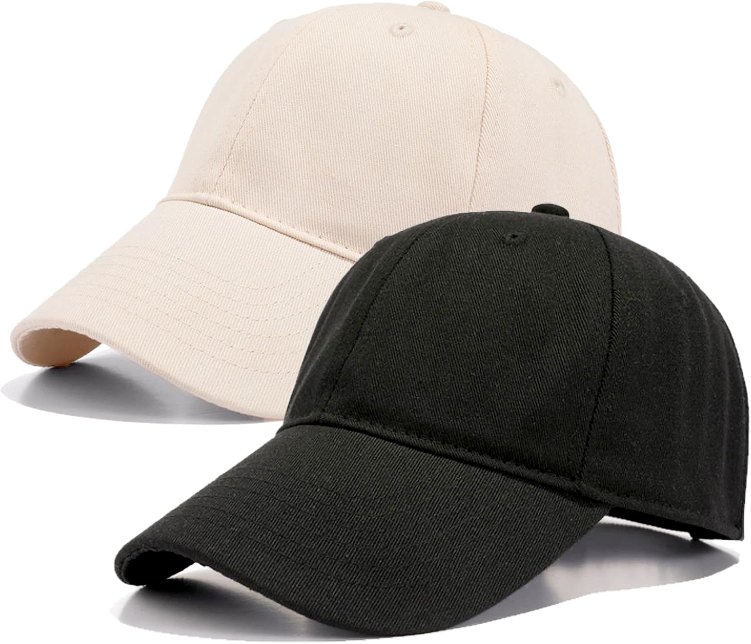 2 Pack Cotton Plain Baseball Caps for Men Women, Adjustable Soft Blank Hat, Gift for Dad Mom Husband Wife