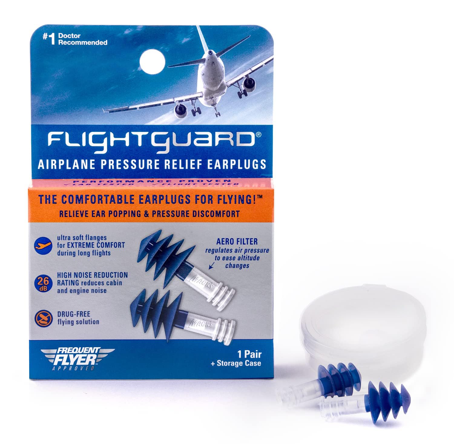Flightguard Airplane Earplugs, 26dB NRR, 33dB SNR, Comfortable Travel Ear Plugs for Air Pressure Relief, Noise Reduction, and Ear Pain Prevention During Flights (B0DGG2733T) Amazon Price History, Amazon Price Tracker