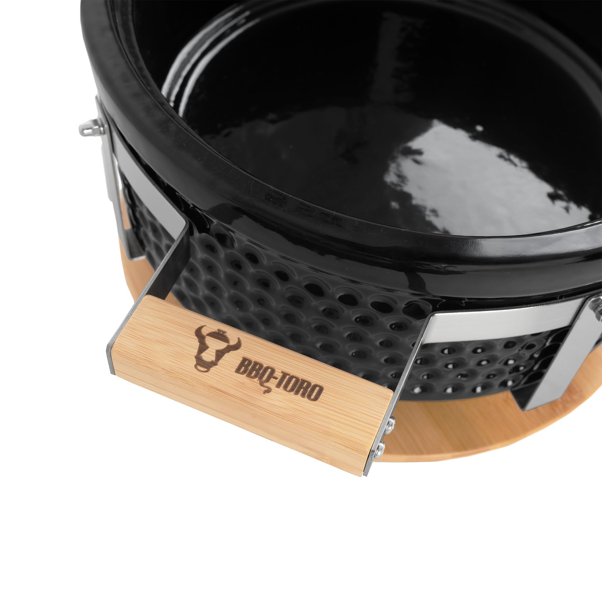 BBQ-Toro Barbecue da tavolo in ceramica, rotondo, diametro 29,5 cm, con base in legno, Hibachi, barbecue in ceramica, barbecue a carbonella, barbecue da tavolo senza elettricità, raclette giapponese