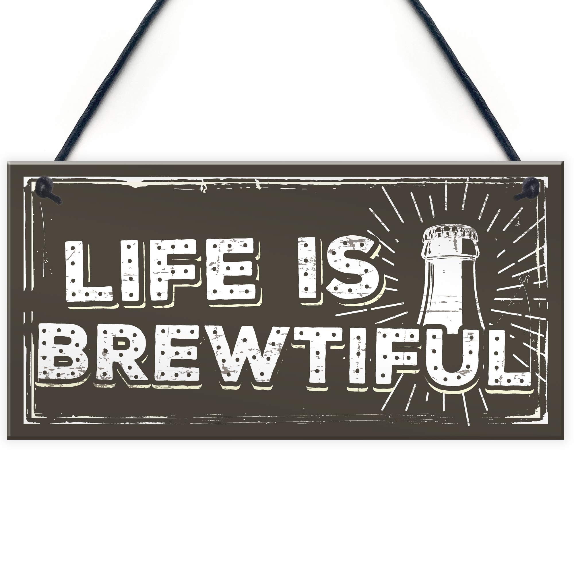 Red Ocean Man Cave Alcohol Bar Pub Decor Hanging Plaque Beer Gin Friendship Sign Birthday Gift