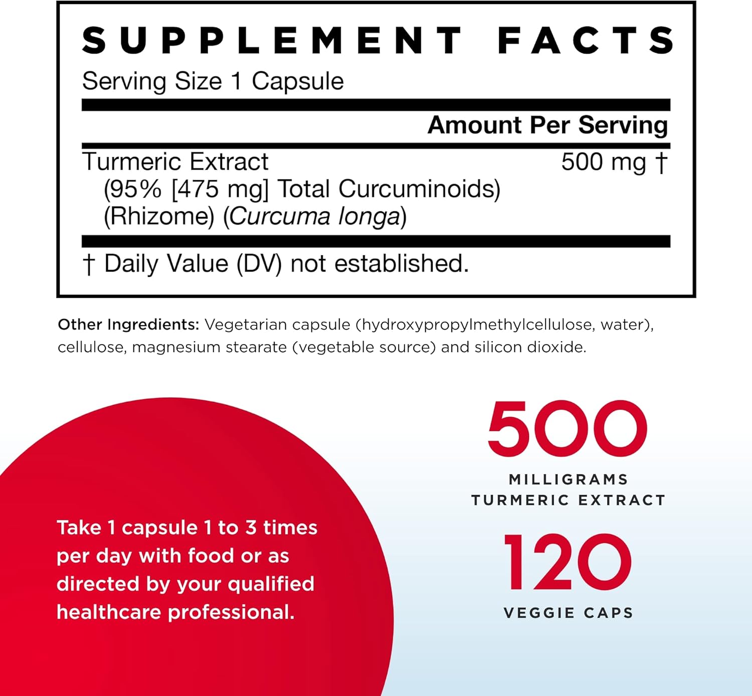 Jarrow Formulas Curcumin 95 500 mg - 120 Veggie Caps - Turmeric Extract to Provide Antioxidant Support - Up to 120 Servings : Health & Household