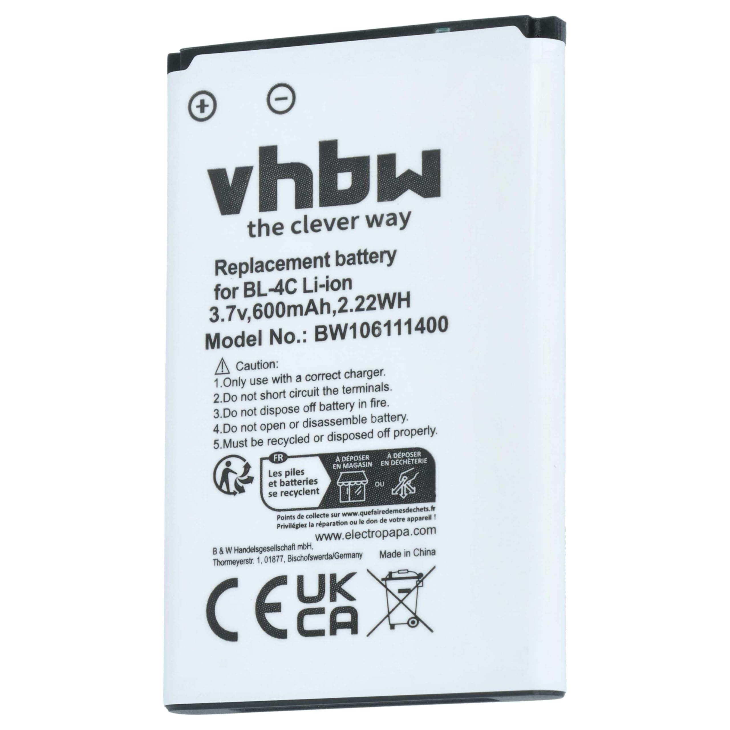vhbw 5x batteria compatibile con Brondi Fox, President, Window smartphone cellulare (600mAh, 3,7V, Li-Ion)