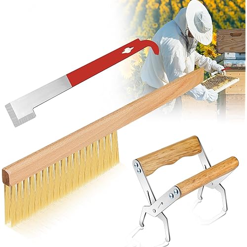 SunVara Beekeeper Frame Lifter Tool Honey Bee Brush Beekeeping Bee Hive Frame Grip Stainless Steel J Hooks Bee Frame Gripper Bee Frame Grip Tool Bee Keeping Frame Gripper Bee Keeping Supplies-All
