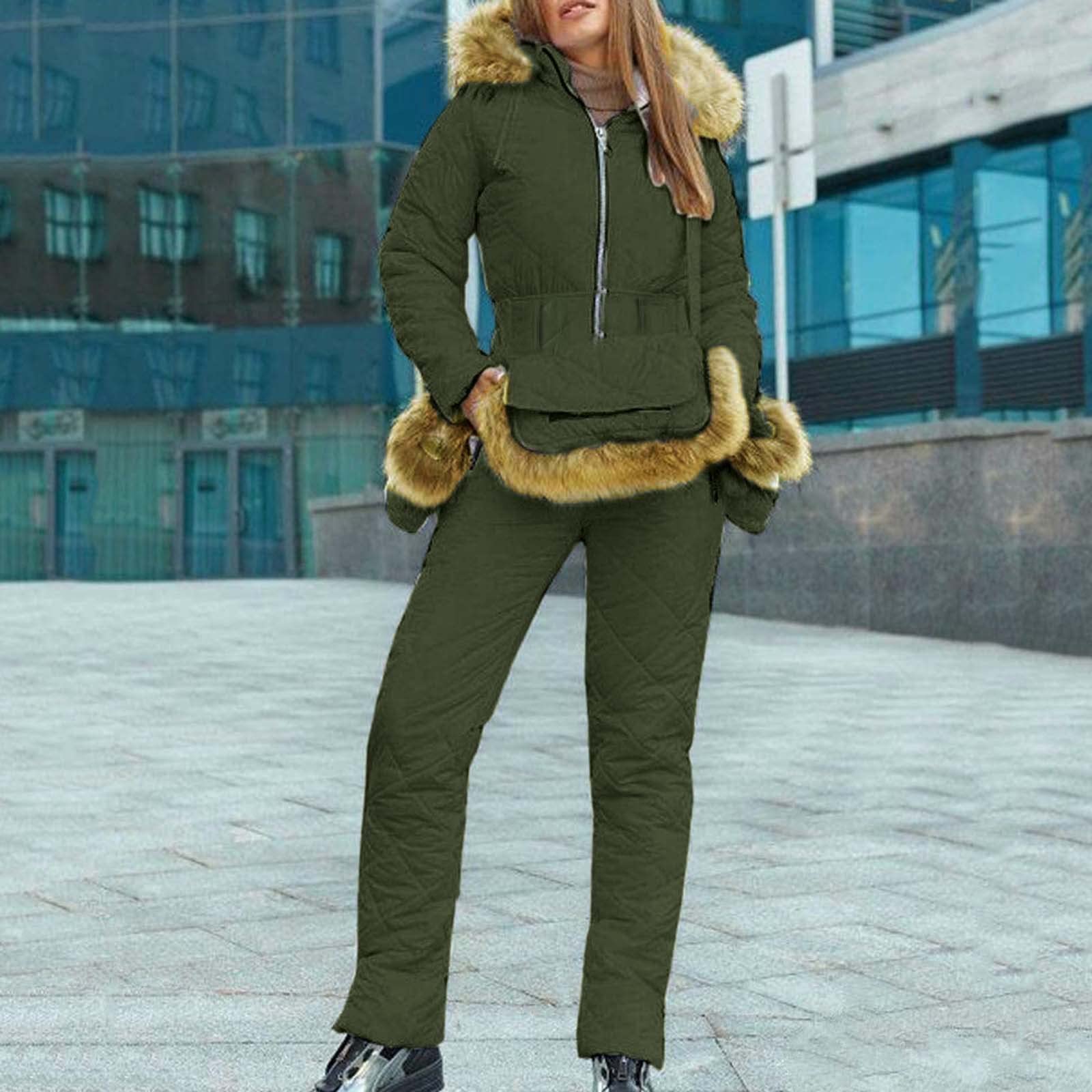 Ski-Overall für Damen, mit Reißverschluss, Ski-Anzüge, für den Winter, Outdoor, einteiliger Skianzug, wasserdichte Jacke, Schneeanzug und nicht abnehmbare Outdoor-Sporthose, modischer klassischer