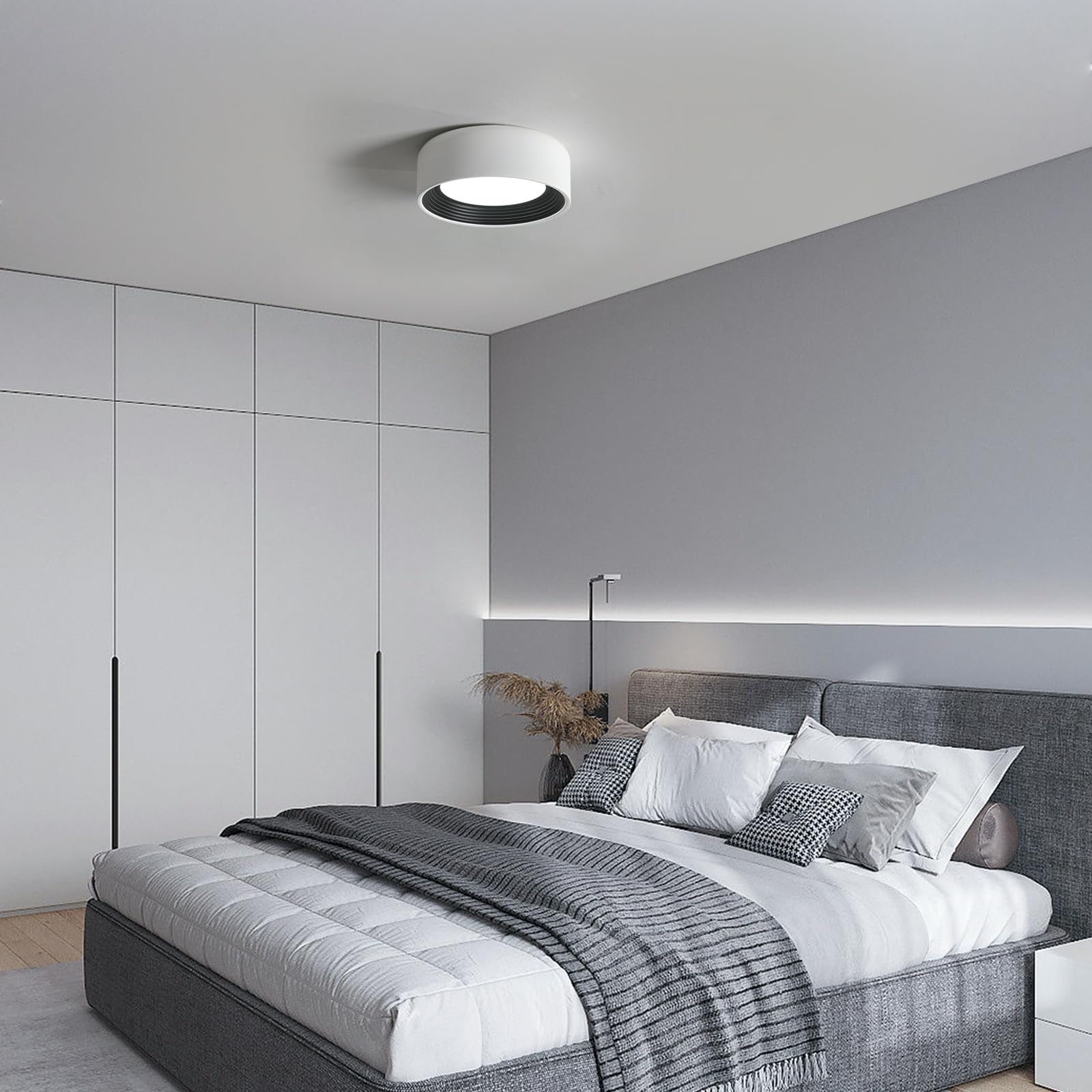 Garwarm LED Ceiling Lights, Modern Round Ceiling Light, 25cm Flush Mount, Ceiling LED Light for Bedroom, Living Room Chandelier, Dining Room, Kitchen Light Fixture, 6000K Cool White, 24W