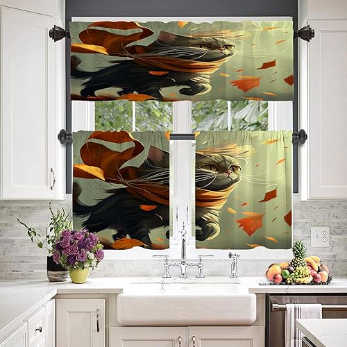 Miniatura 594 de Cenefas de cocina modernas con patrón de cobre marrón dorado para ventanas, cenefas opacas abstractas de marcas de arañazos y cortinas opacas