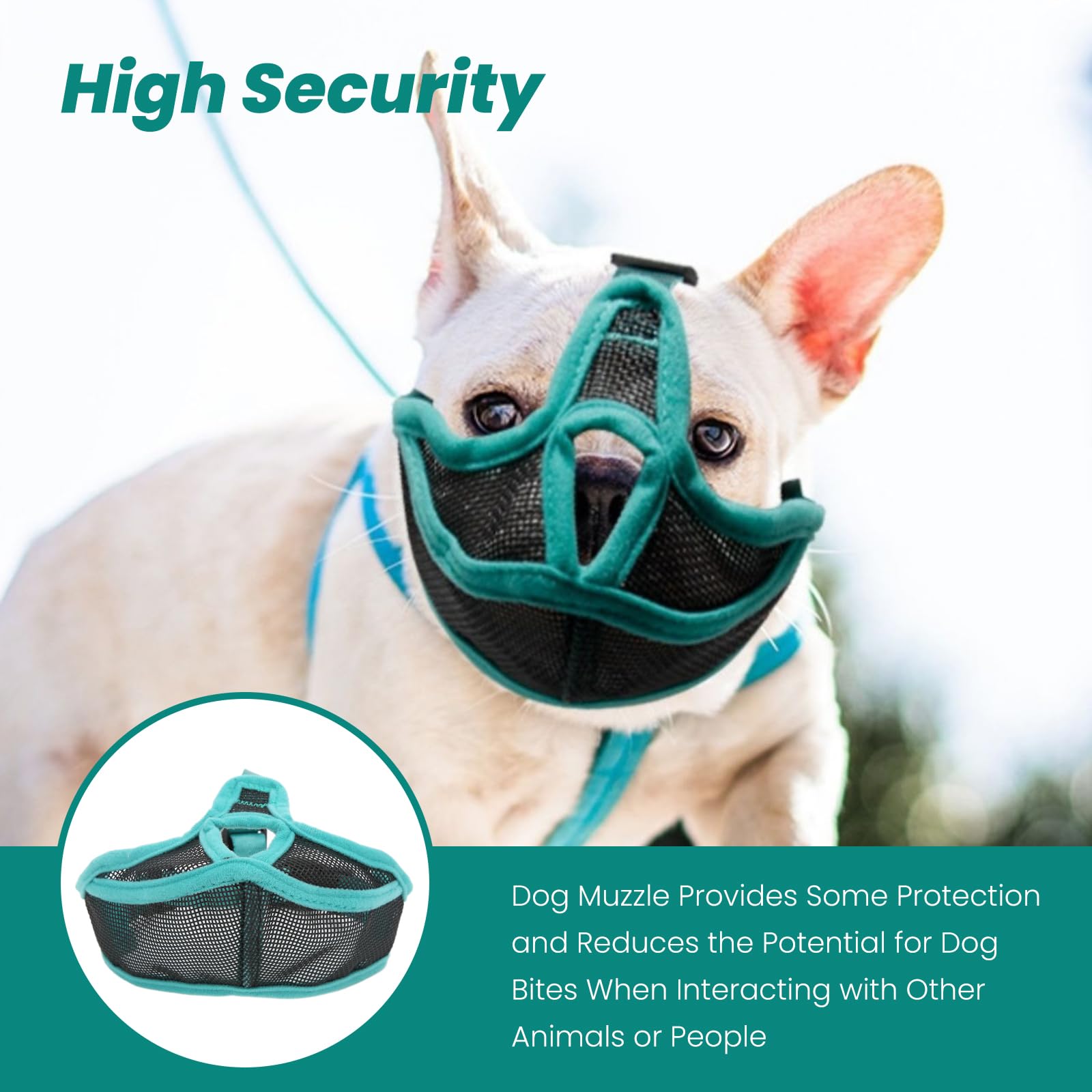 FLEXMAN Short Snout Dog Muzzle, Anti Biting Chewing Barking, Breathable Mesh Dog Training Muzzle with Adjustable Straps, Dog Muzzle for French Bulldogs, Pugs, Boston Terriers, Chihuahuas, Poodles (M)