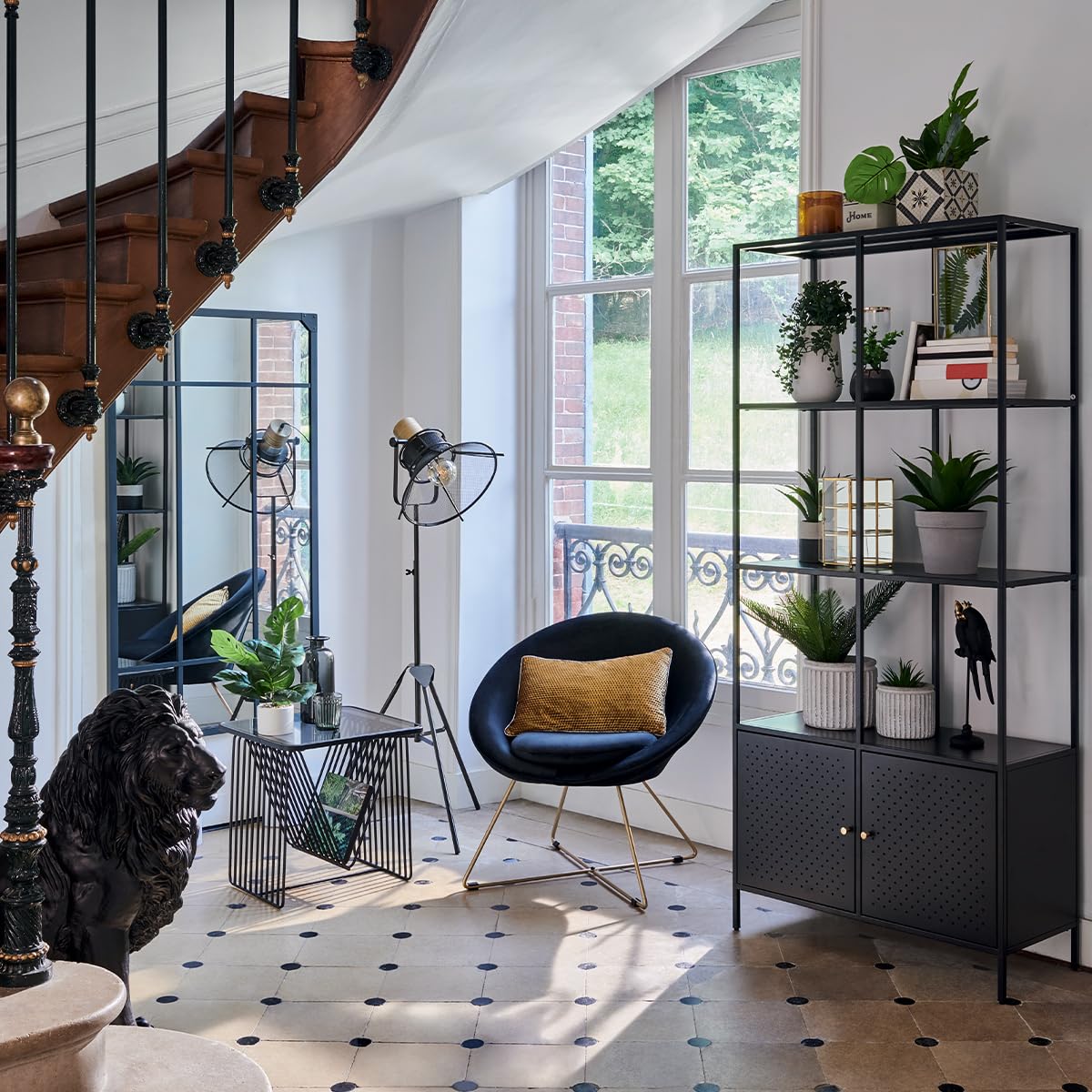 Atmosphera Lampadaire trépied Noir H 149 Rodo