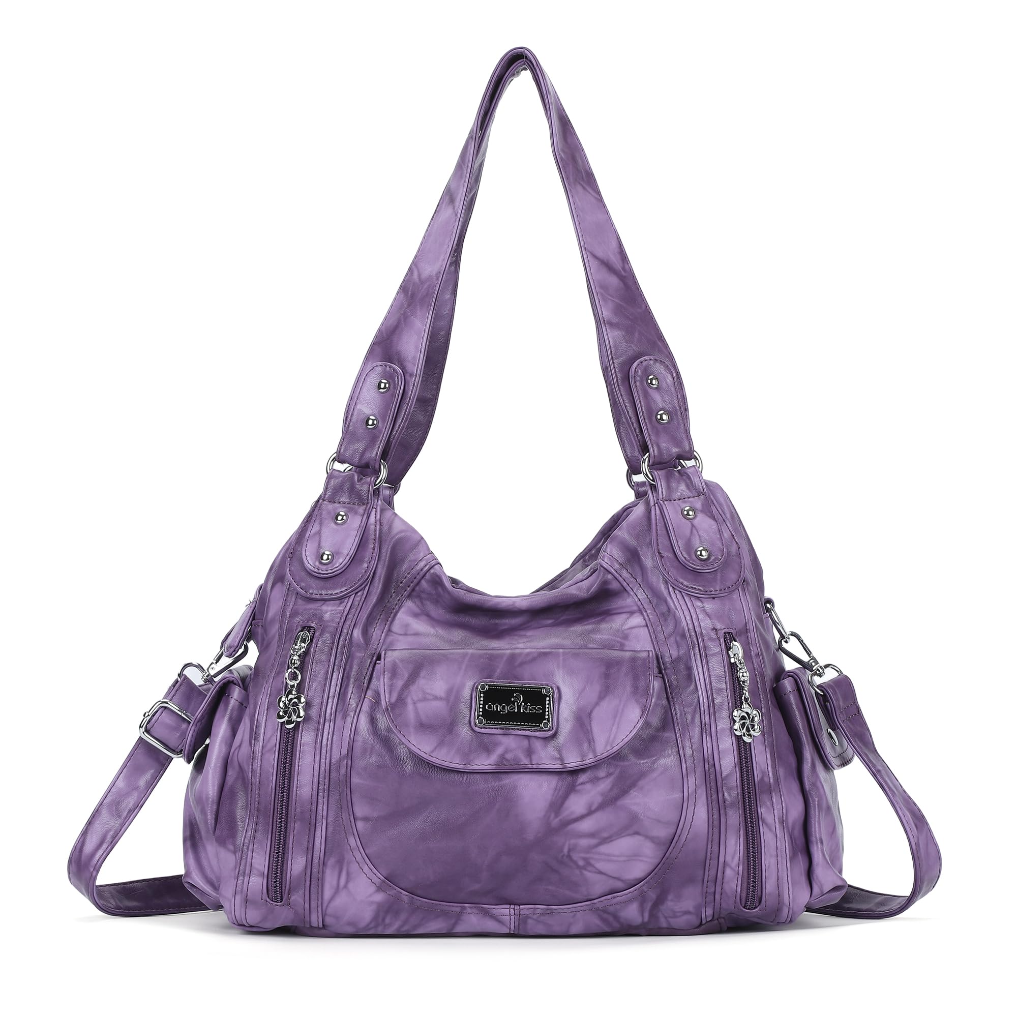 Angel Kiss Purses for Women, Large Shoulder Bag Hobo Tote Purse Mutipocket Faux Leather Satchel Hobo Purse
