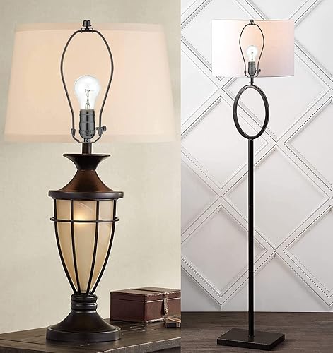 Miniatura 35 de Arpa de lámpara de latón de 8 pulgadas, 2 juegos, soporte de sombra desmontable para lámparas de mesa y pie, soporte resistente con sillín y remate