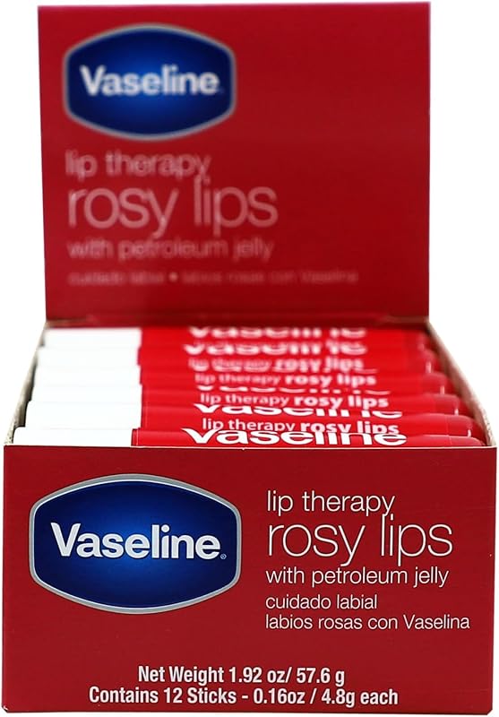 Bálsamo labial Vaseline Lip Rosy em bastão, 12 unidades