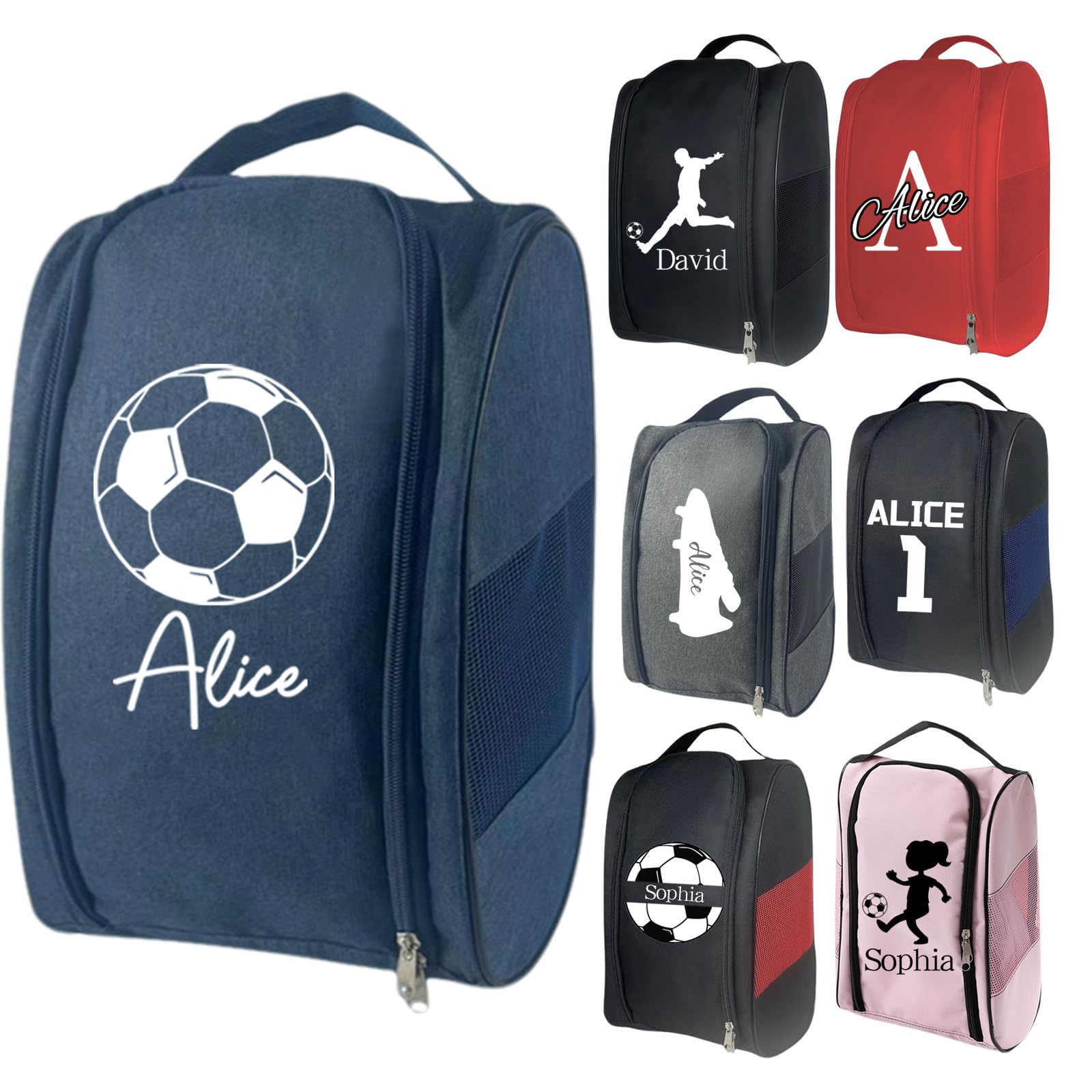 JPHCHSC Personalised Football Boot Bag with Name, Water-Resistant Fabric, Custom Sports Shoe Bag (7 Colors to Choose)