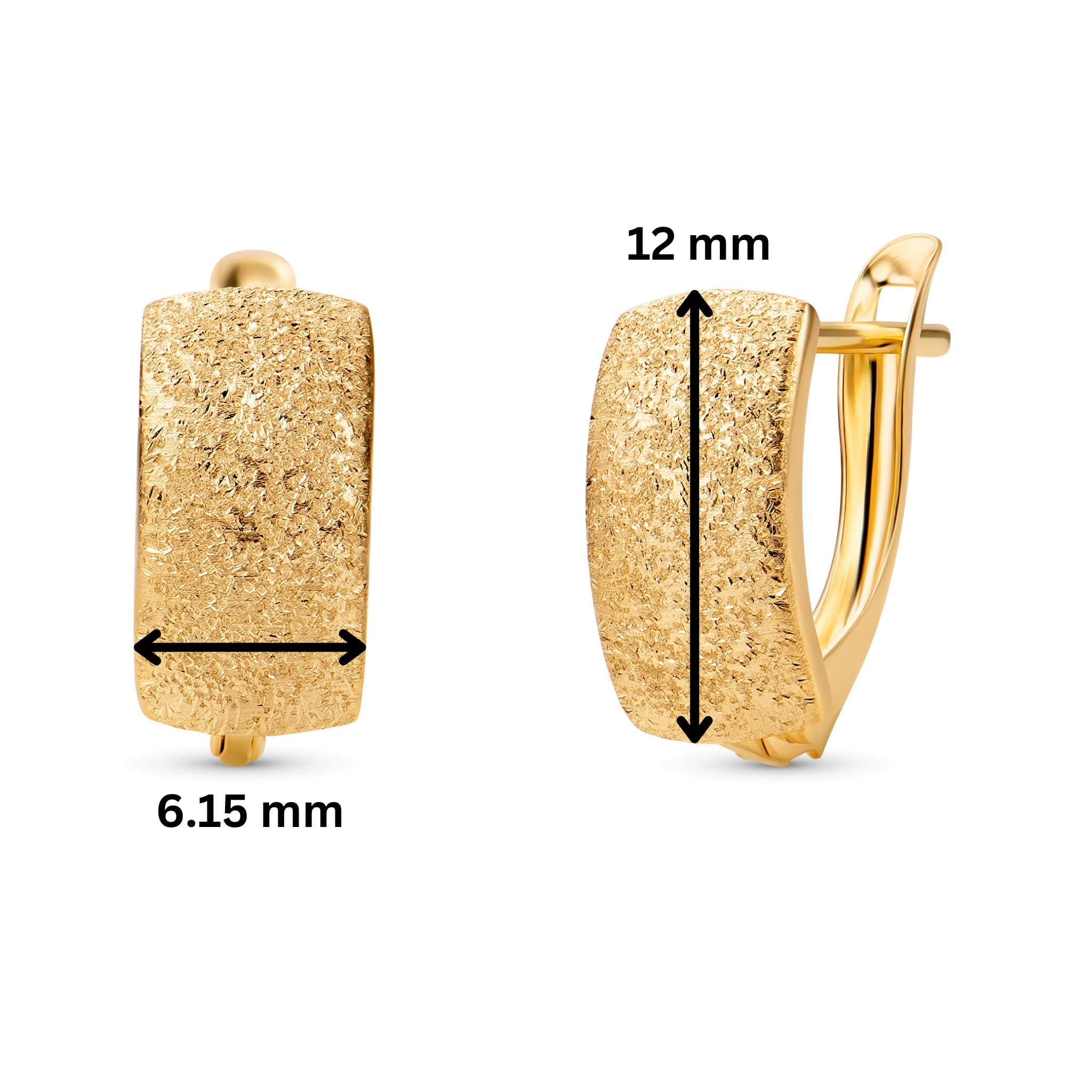 PRINS JEWELS Pendientes de aro de oro amarillo mate de 14 quilates 585 – EP7-01-1