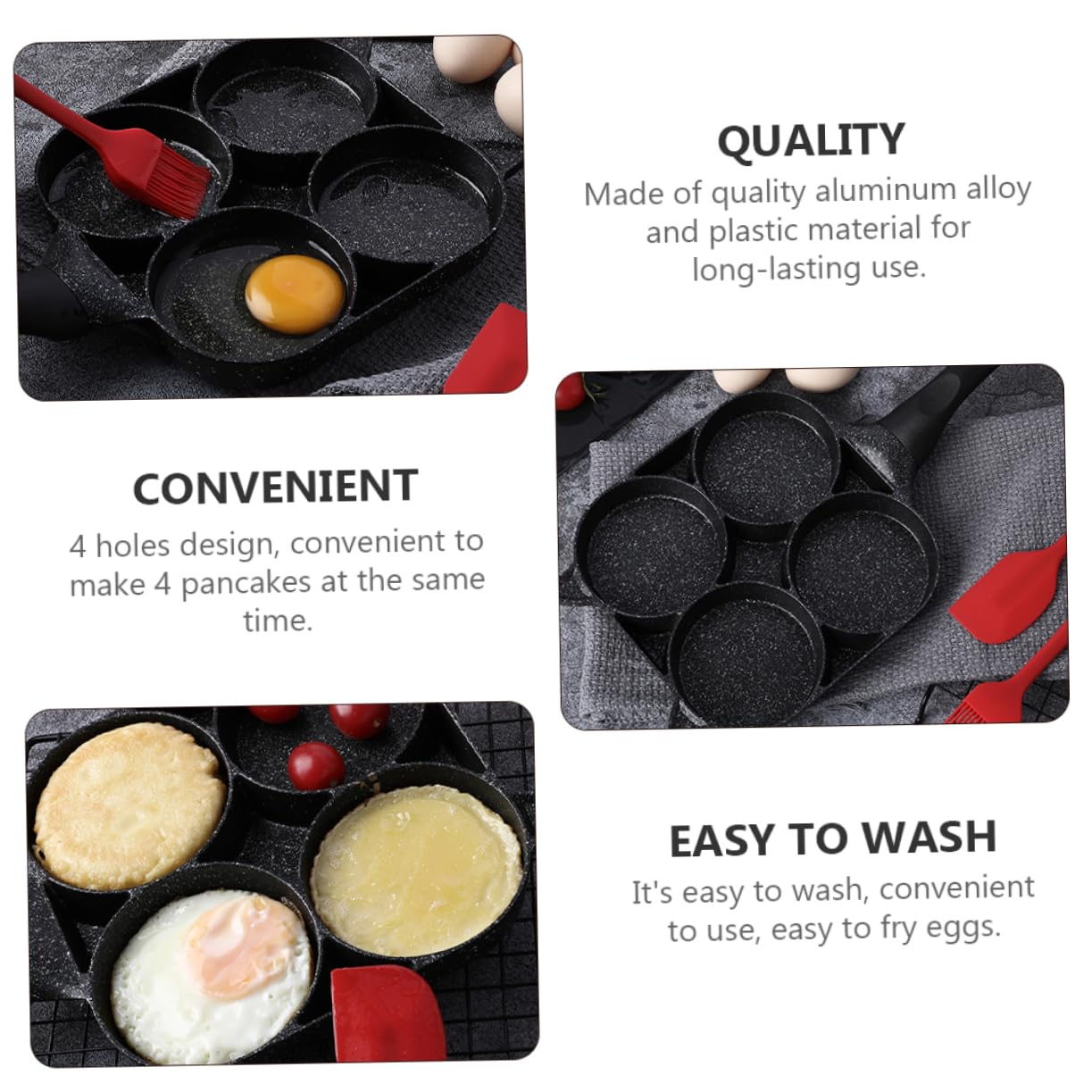 Amazon | OUNONA 4穴型卵焼きフライパン アルミ合金製 ノンスティック