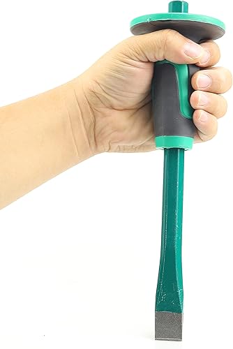 Miniatura 6 de Cincel de mampostería con protector de mano, 12 pulgadas de extremo plano resistente de mortero de roca de hormigón cincel de piedra para demoler