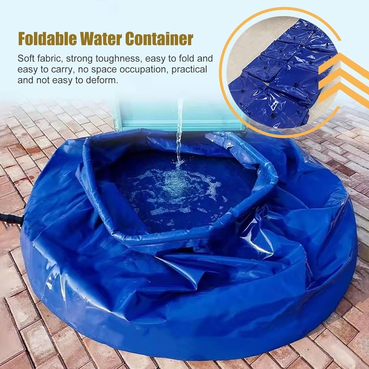 Esta Bolsa de Almacenamiento de Agua de Emergencia es un depósito de Transferencia de Agua de Gran Capacidad con Grifo para la recolección de Agua de Lluvia, con diseño Plegable para Uso en