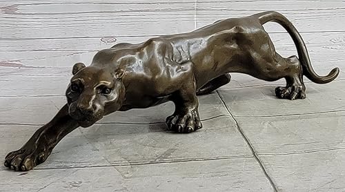 Figura de estatua de bronce fundido en caliente de Jaguar Panther Leopard Cougar Mountain Lion de bronce fundido en caliente, decoración de regalo