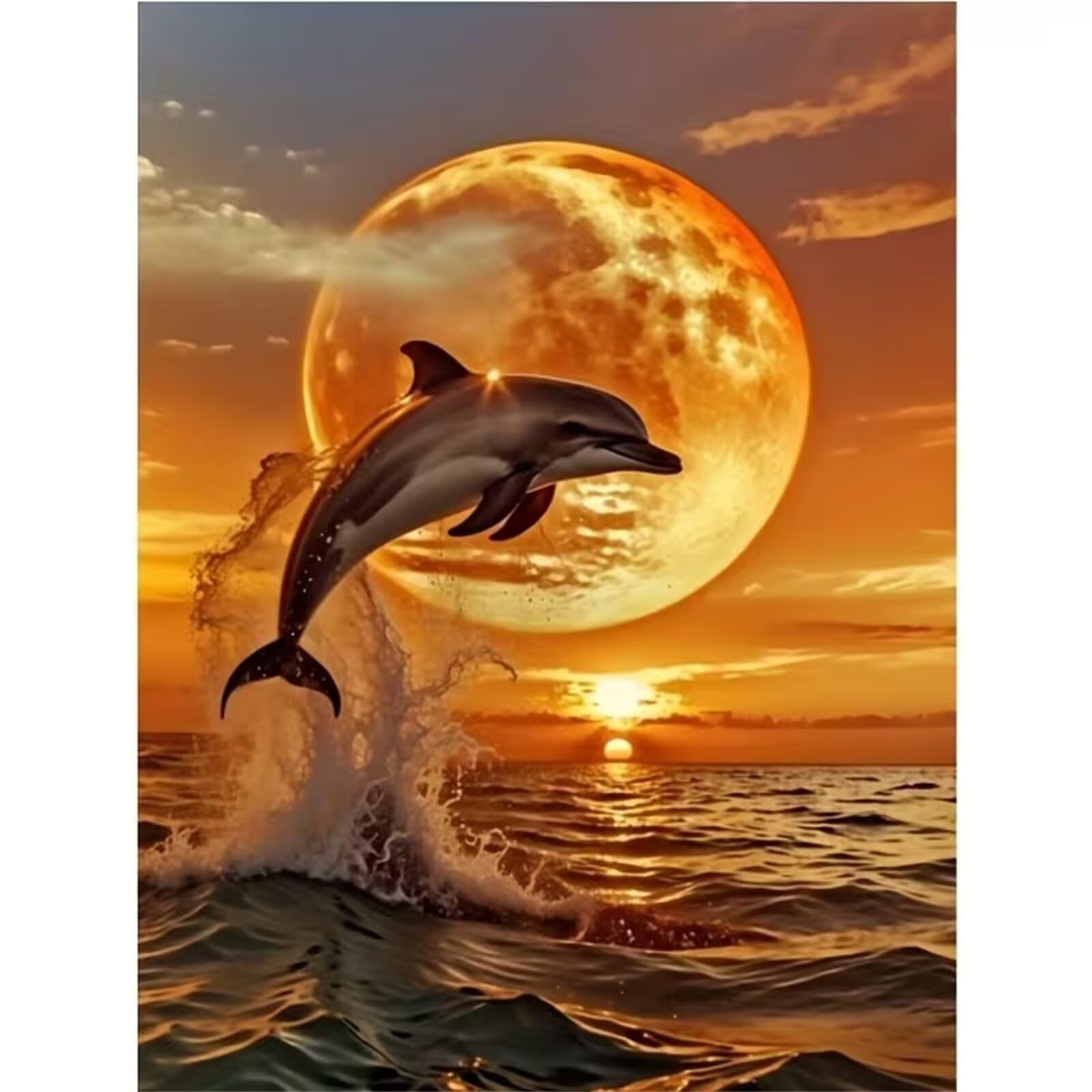 Puzzle dla dorosłych 1500 elementów - DIY Puzzle z delfinami zachodu słońca - wymagająca sztuka, puzzle do zabawy edukacyjnej dla całej rodziny jako dekoracja ścienna i prezent