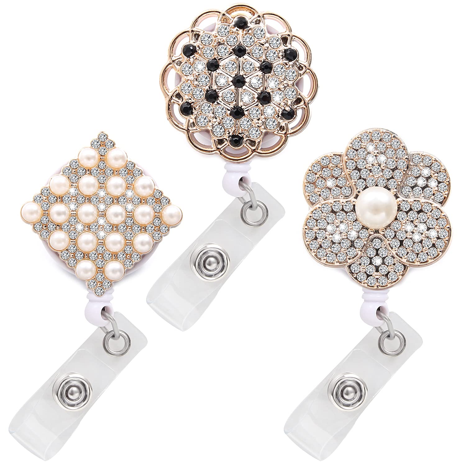 Badge Reel Retractable Badge Holder with Alligator Clip,Nurse Cute Badge Clip for ID Card Holders,24" Wire Cord 3PCS (multicolored-38)