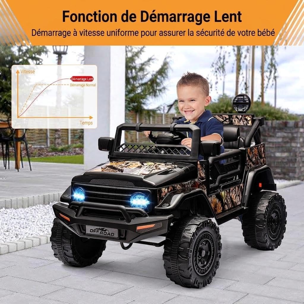12V Voiture électrique Enfant,Quad électrique pour Enfants avec Suspension à Ressorts, Télécommande, éclairage LED, Bluetooth Et 3 Vitesses，pour De 3 à 8 Ans