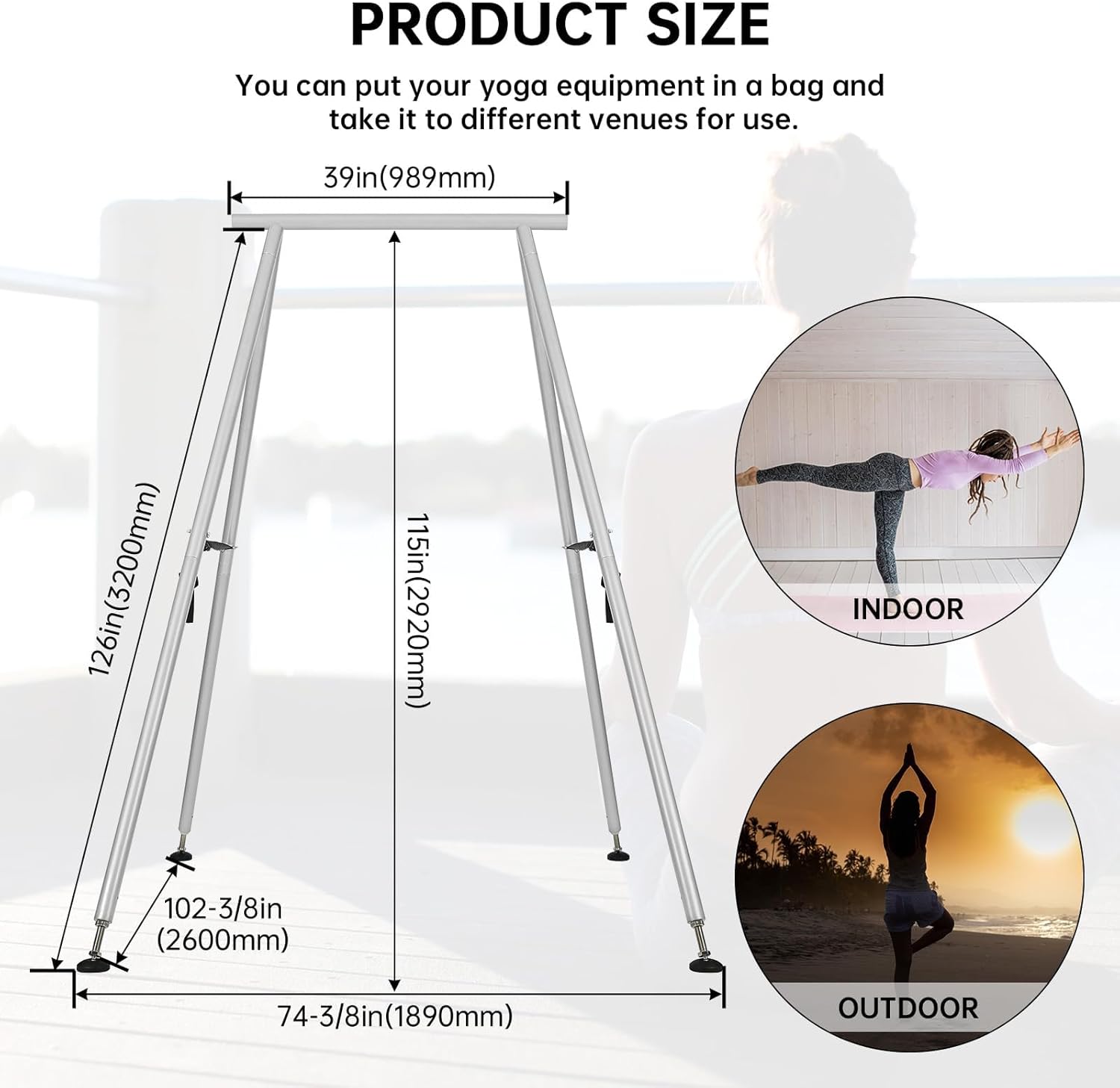 HECASA 8.1 FT Aerial Yoga Stand 550lbs Max Capacity for Indoor and Outdoor Fitness Bodybuilding Height Adjustable for Yoga Frame