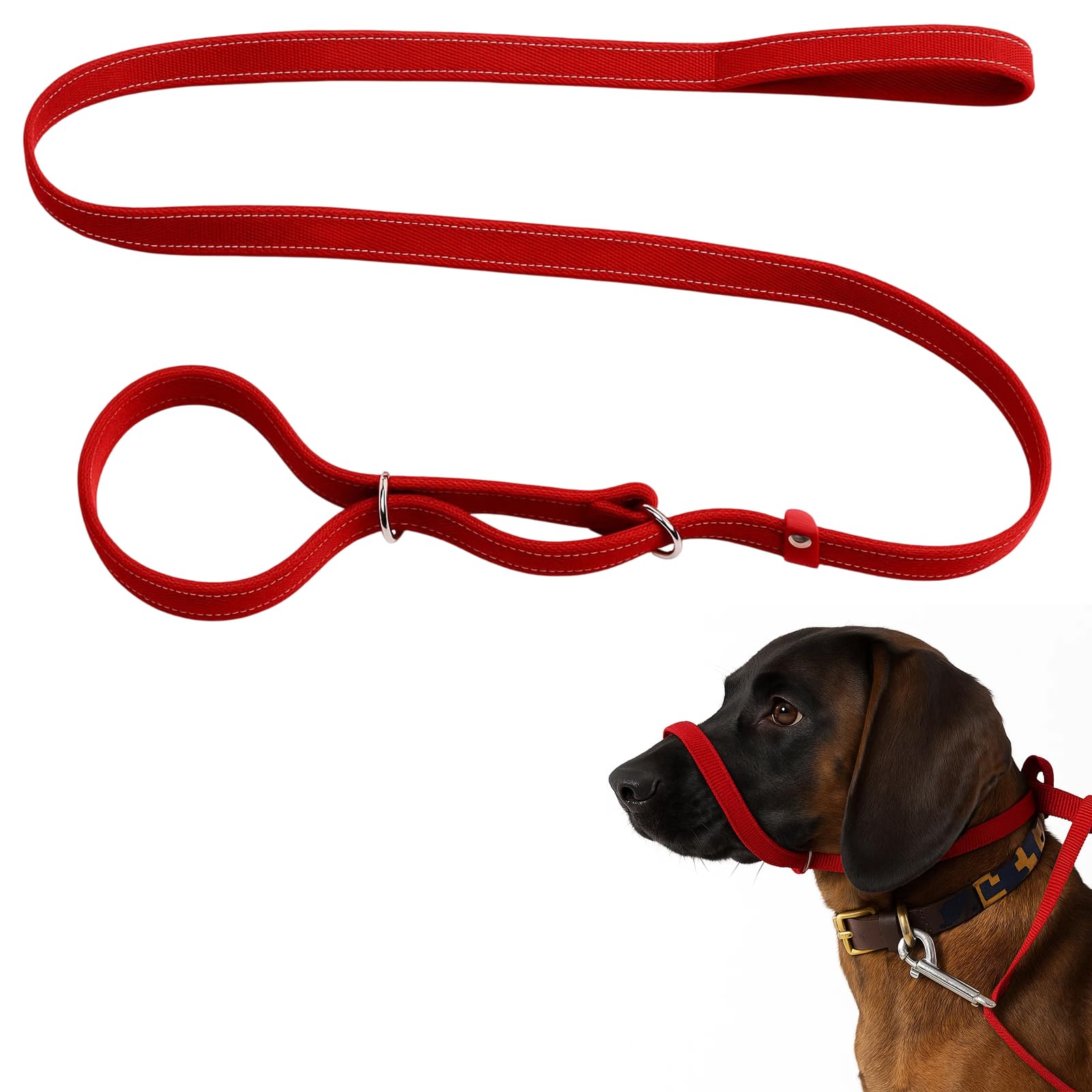 Figure of 8 Dog Lead, Anti Pull Dog Lead with No Pull Control, Red Dog Leads, 2.5 cm Wide and 180 cm Long, Durable and Comfortable Design