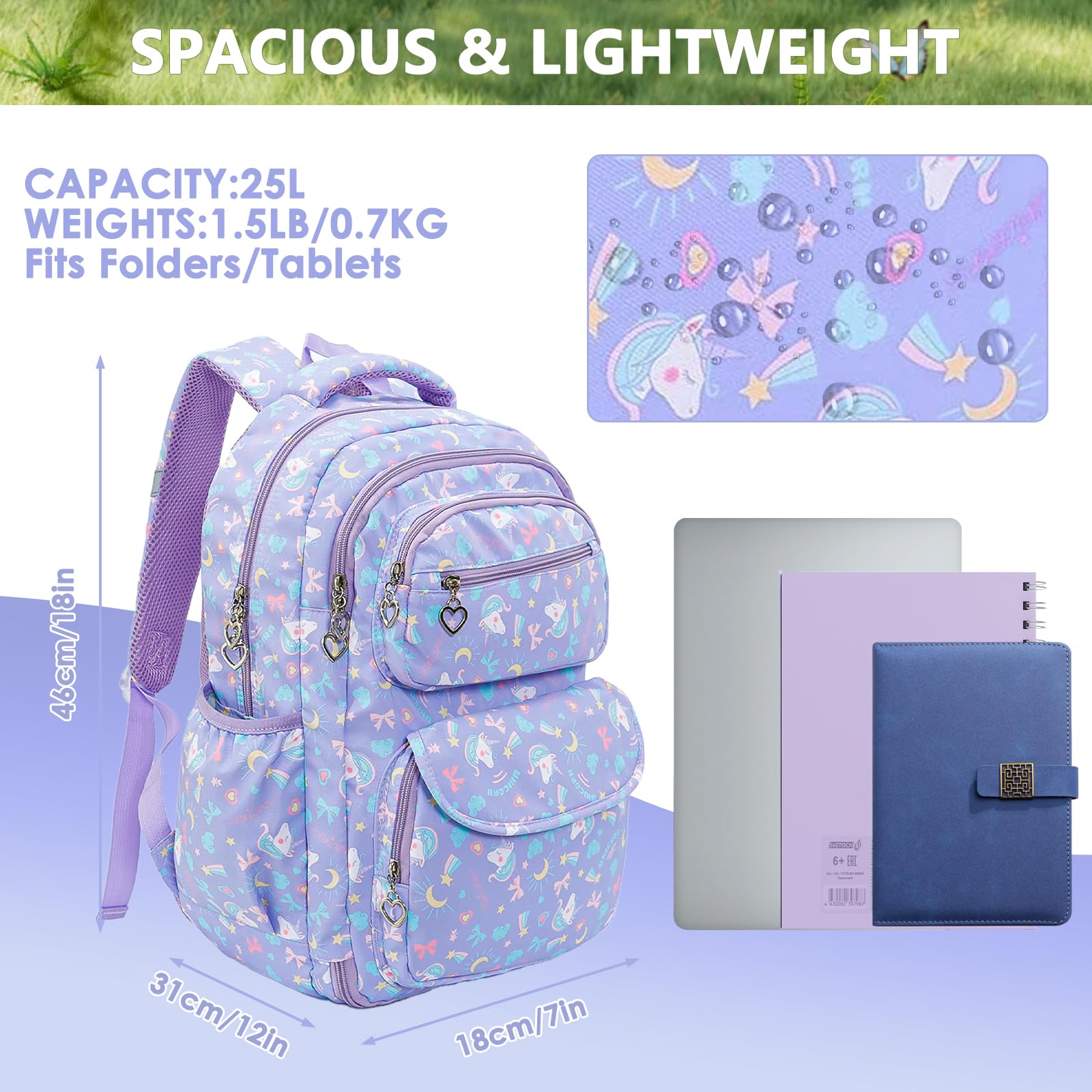 Mochilas Escolares Niña Niño Gran Capacidad Mochila Escolar para 7-12 Años Mochila Infantil Impermeable Multicompartimento Cómodo y Transpirable Mochilas Primaria